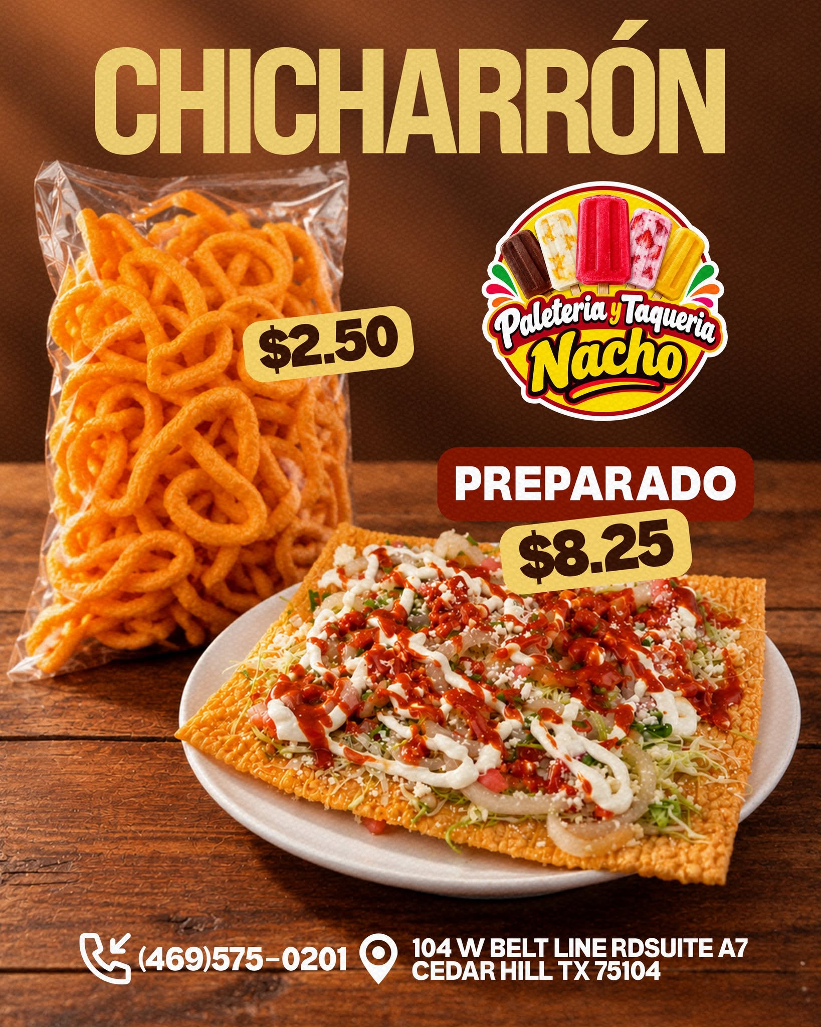 Chicharrón preparado con ingredientes frescos