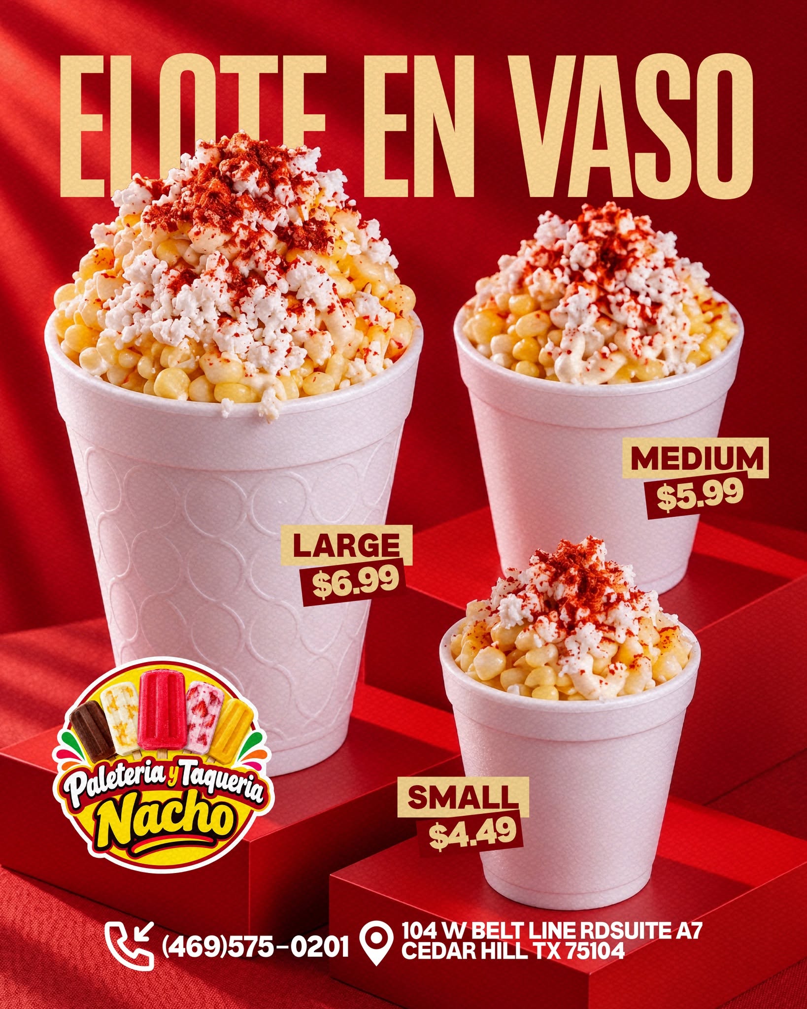 Elote preparado en vaso